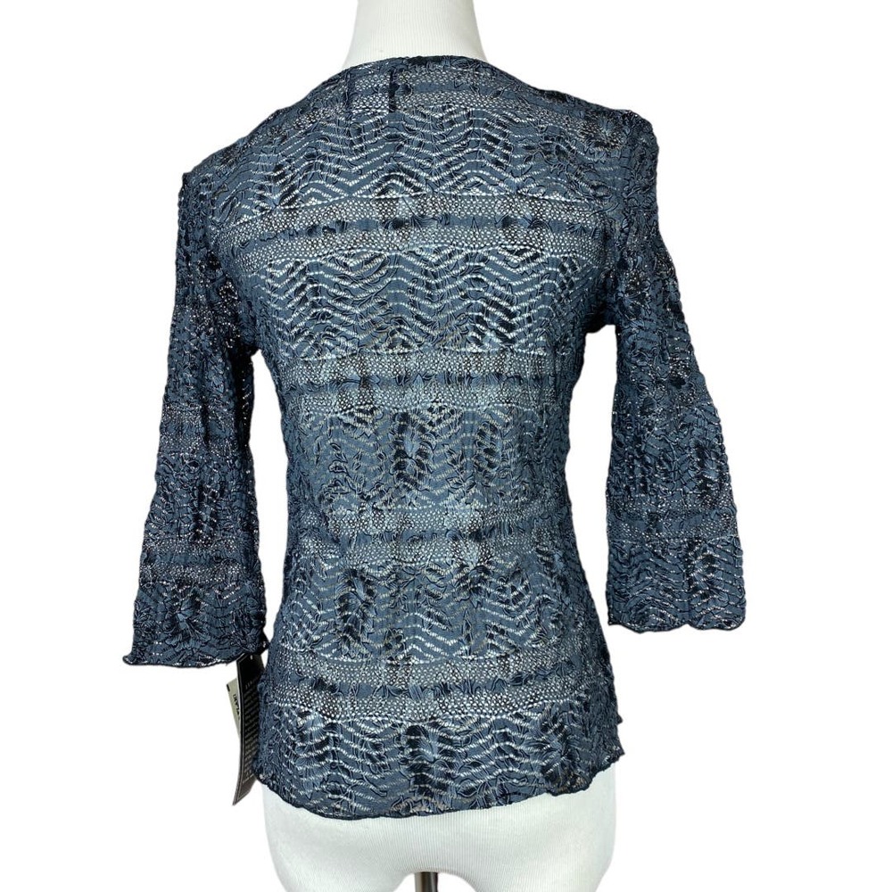 JTB brand floral mesh overlay silver elbow length shirt size medium - Picture 3 of 7